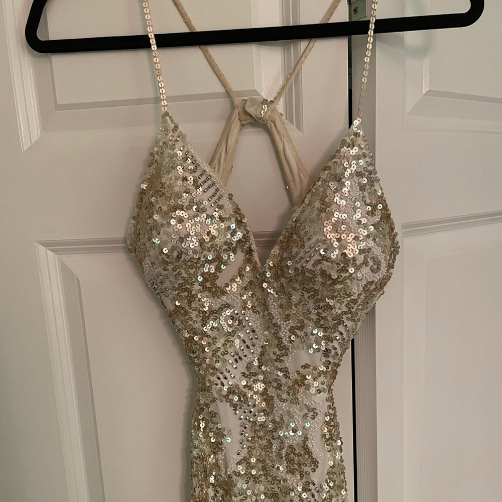 Scala Gold Sequin Gown With Open Back - image 4